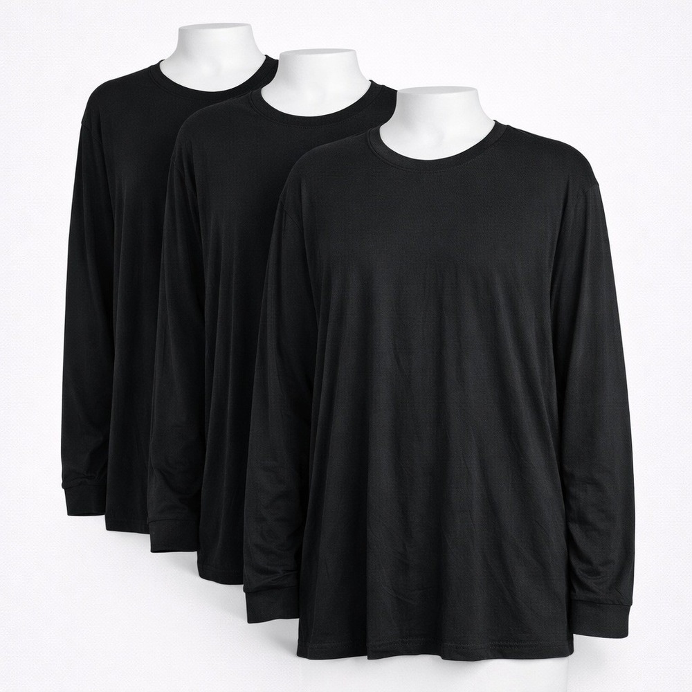 Lot of 4 UNIQLO Heattech Mens XXL Black Long Sleeve Crew Neck Base Layer Shirt
